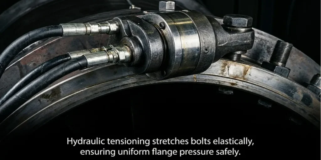 An image showing how stud bolts for flanges maintain control and safety