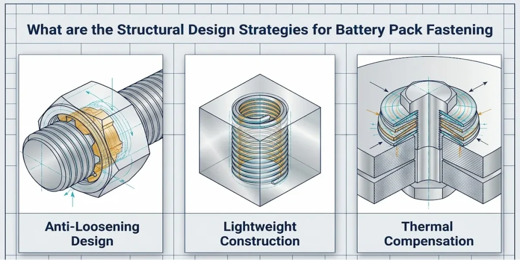 A diagram showing the structural design of the battery pack fastening design